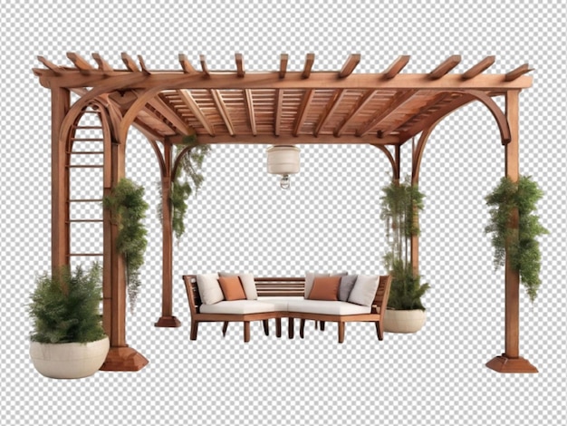 PSD psd of a wooden pergola on transparent background