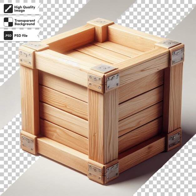 PSD scatola di spedizione in legno su sfondo trasparente