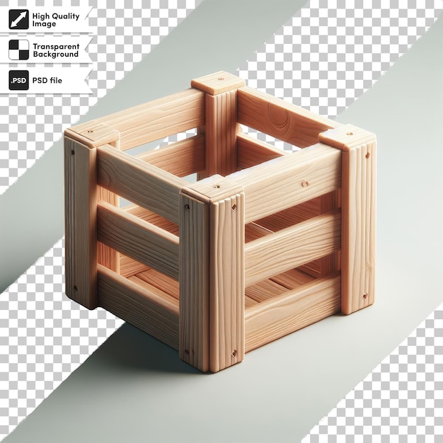 PSD wooden shipping box on transparent background