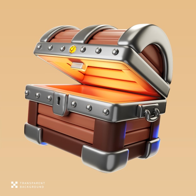 PSD wooden treasure chest 3D Illustration