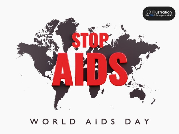 PSD psd world aids day 3d render with red ribbon