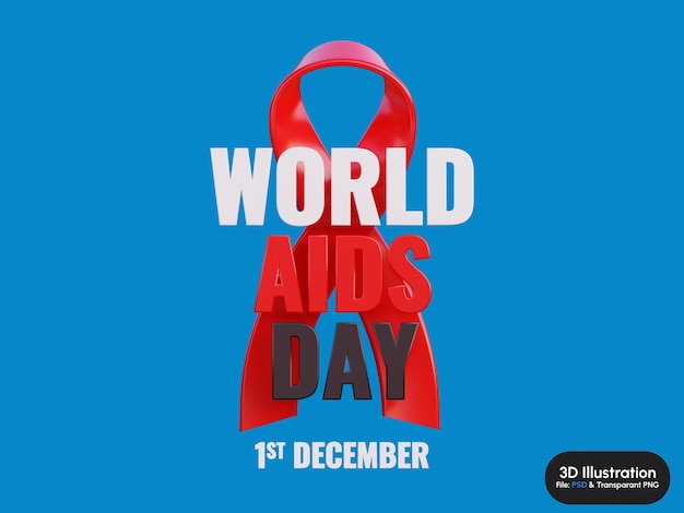 PSD psd world aids day 3d render with red ribbon