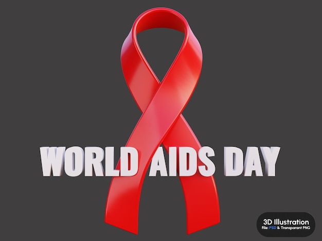 PSD psd world aids day 3d render with red ribbon