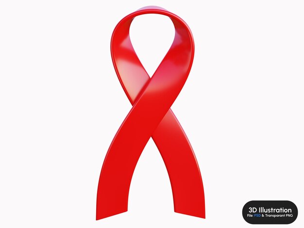 PSD psd giornata mondiale contro l'aids rendering 3d con nastro rosso