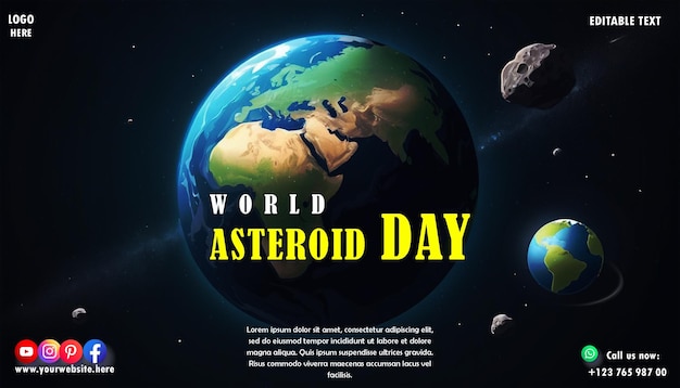 PSD psd world asteroid day design for social media poster and banner