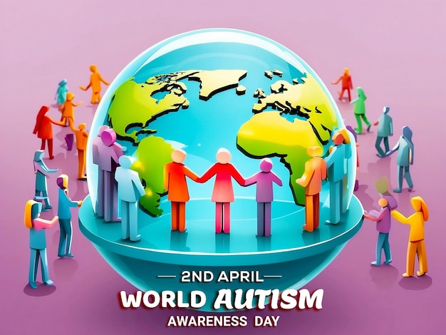 Psd всемирный день аутизма осведомленность 2 апреля концепция, созданная ai