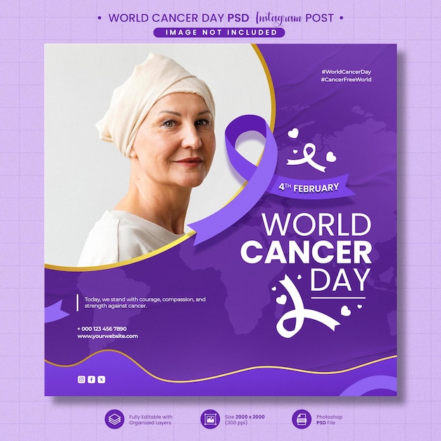 psd world cancer day awareness instagram or social media post template