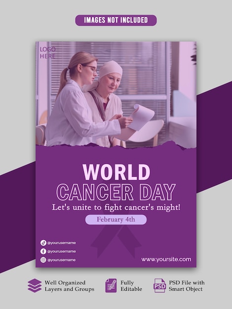 PSD World Cancer Day Poster template