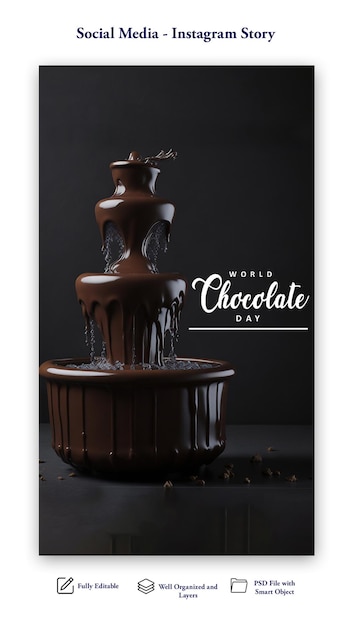 Psd design della storia dei social media per la giornata mondiale del cioccolato