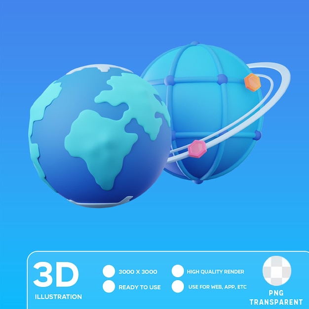 Illustrazione 3d di psd world metaverse