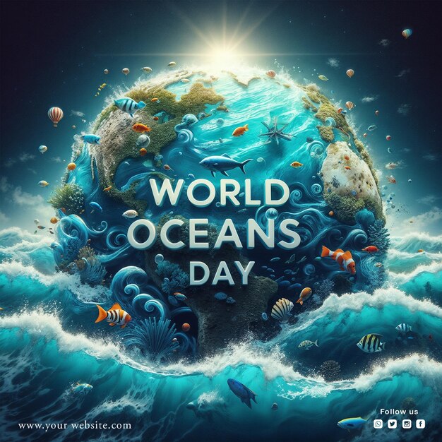 PSD psd world oceans day social media post design