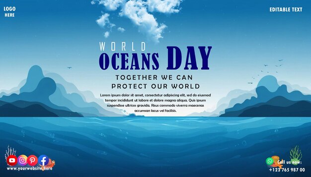 PSD psd world oceans day template for social media poster and banner