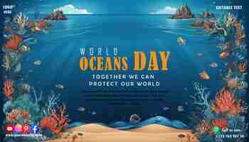 PSD psd world oceans day template for social media poster and banner