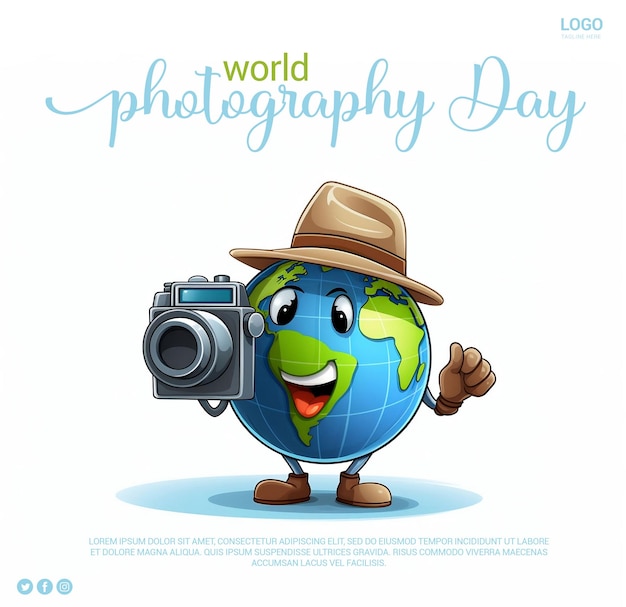 Psd of world photography day for social media poster template