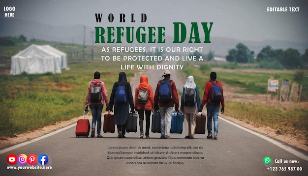 PSD 世界難民デー - ソーシャルメディアのポスターとバナー