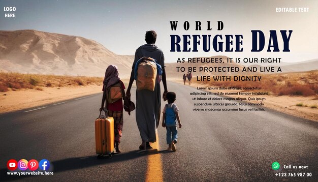 PSD psd world refugee day template for social media poster and banner