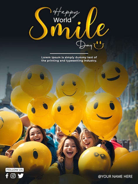 Psd 세계 미소의 날 소셜 미디어 포스트 디자인