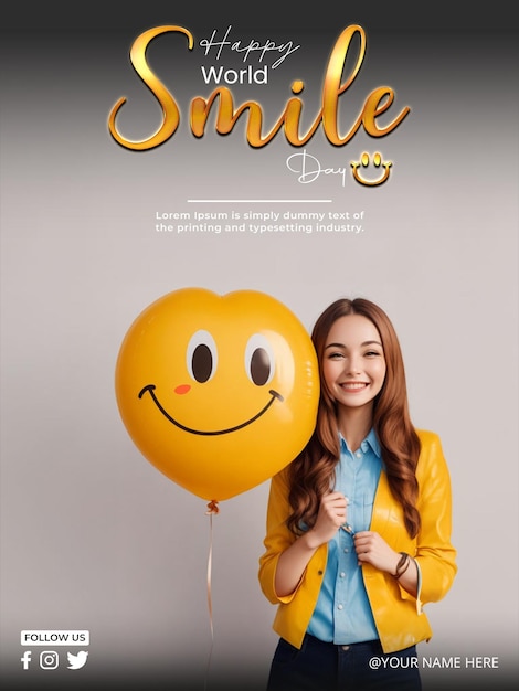 Psd 세계 미소의 날 소셜 미디어 포스트 디자인
