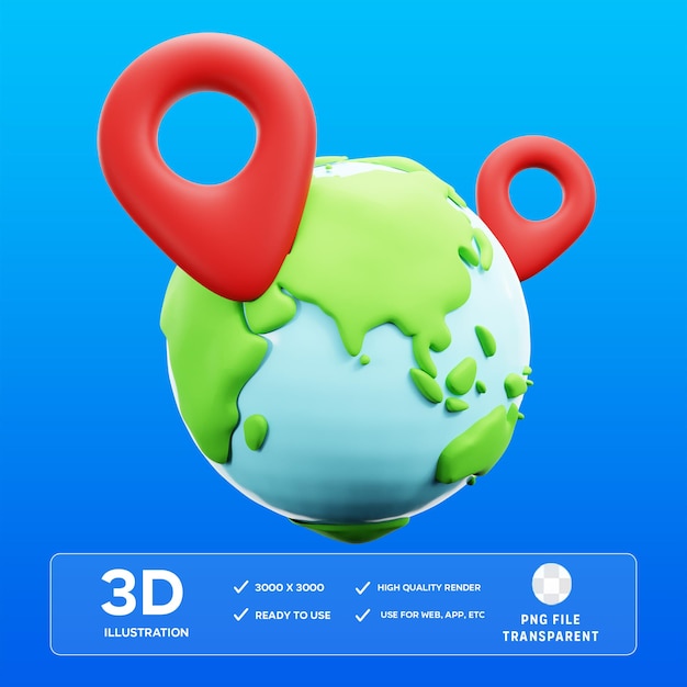 PSD мировой туризм 3D иллюстрация