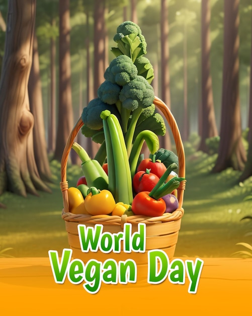 Modello psd per poster della giornata mondiale vegana