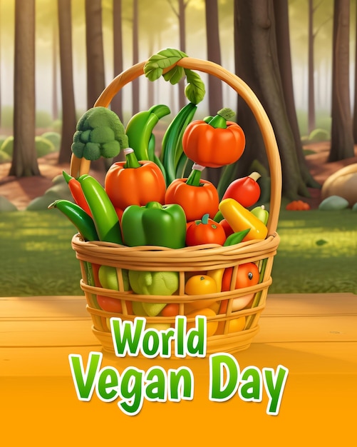 PSD world vegan day poster template