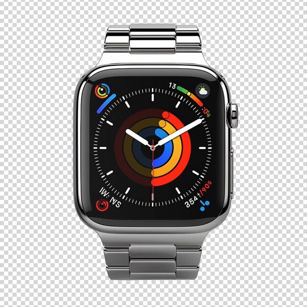 PSD psd wrist smartwatch with time on screen isolated on transparent background