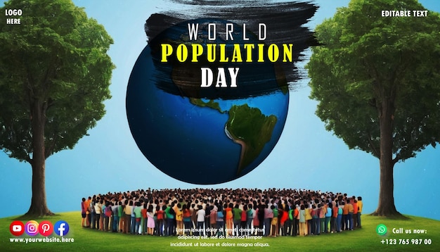 PSD psd wzór światowego dnia ludności dla plakatów i banerów mediów społecznościowych