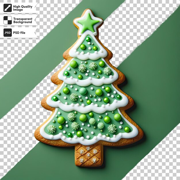 PSD psd xmas tree shaped butter cookies on transparent background