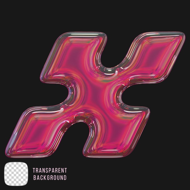 Psd y2k shape in dispersion glass 3d rendering