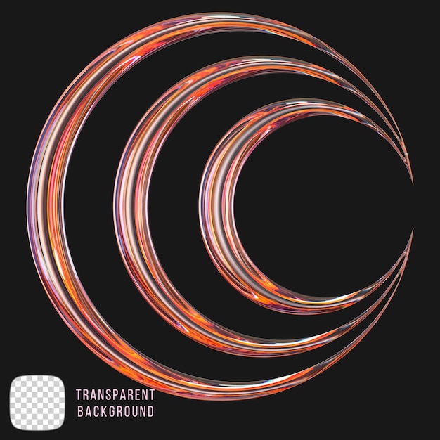 Psd y2k shape in dispersion glass 3d rendering