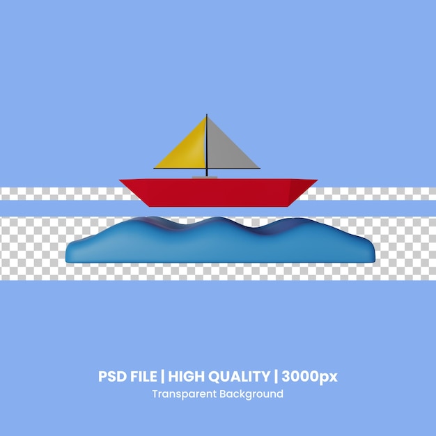 PSD illustrazione dell'icona 3d di psd yachting