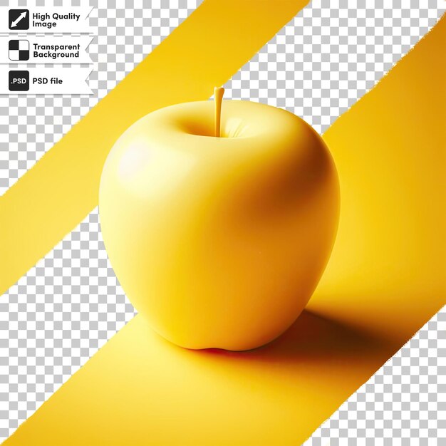 PSD psd yellow apple with leaf on transparent background