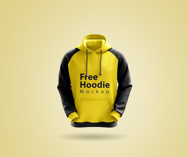 PSD mockup di felpa con cappuccio giallo psd