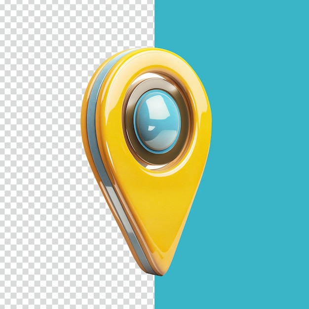 PSD psd yellow location icon symbol 3d render realistic on isolated transparent background