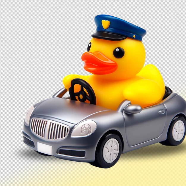 PSD psd yellow rubber duck taxi driver on a transparent background