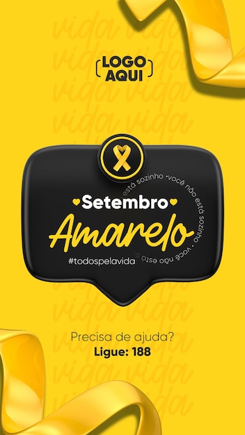 PSD psd yellow september campaign social media story template design in portuguese