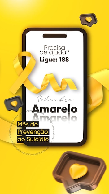 PSD psd yellow september campaign social media story template design in portuguese