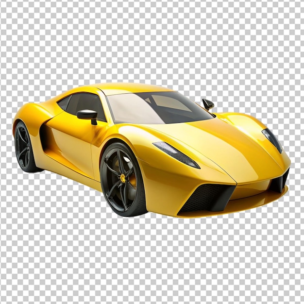 PSD psd of a yellow sports futuristic car on transparent background