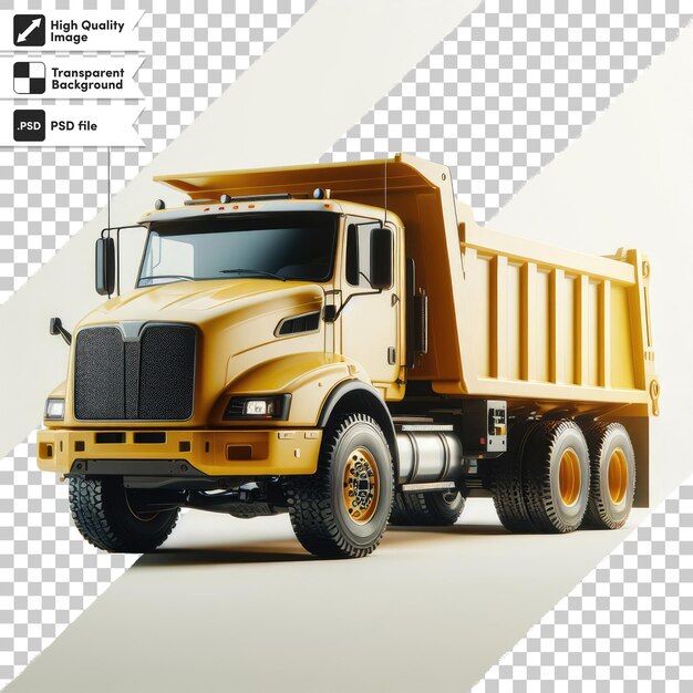 PSD psd yellow truck on the road on transparent background with editable mask layer