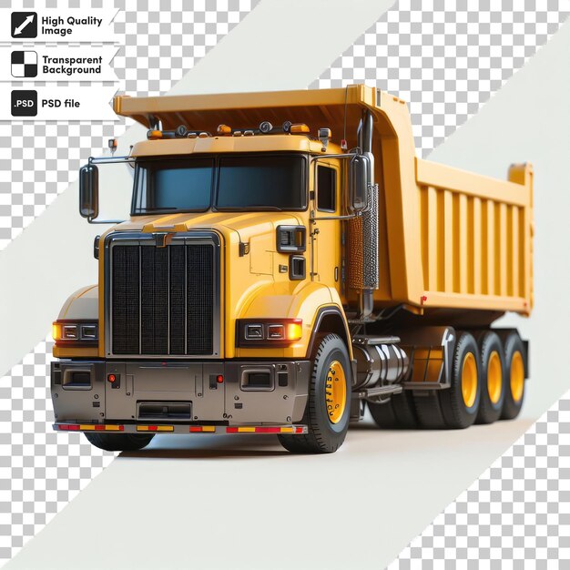 PSD psd yellow truck on the road on transparent background with editable mask layer