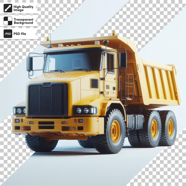 PSD psd yellow truck on the road on transparent background with editable mask layer