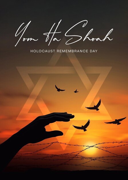 PSD psd yom hashoah holocaust remembrance day david star and burning candle