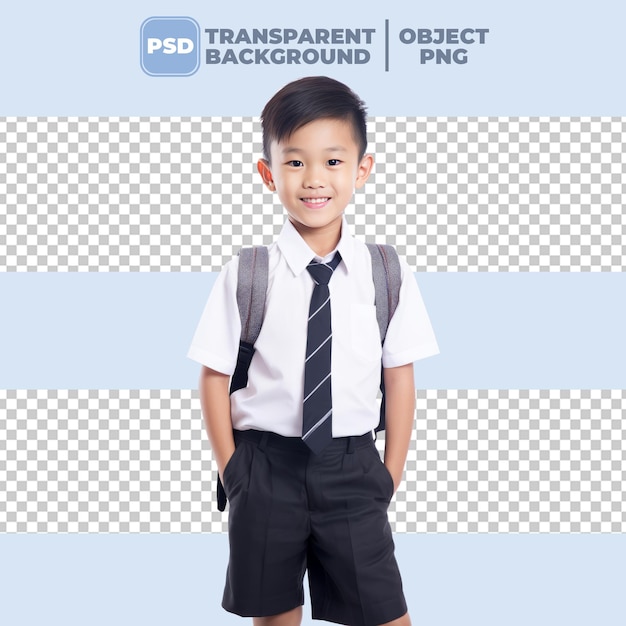 PSD молодой азиатский школьник прозрачный фон PNG