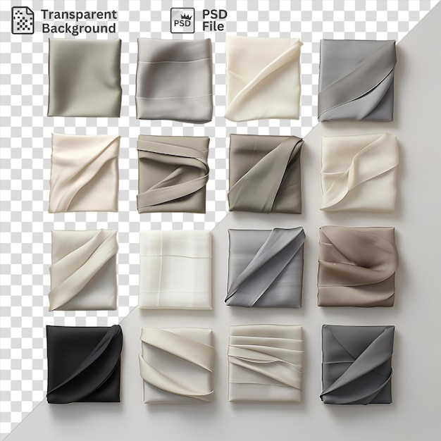 PSD psd zdjęcie realistyczne fotograficzne quilters kolekcja tkanin wyświetlany na przezroczystym tle towarzyszy złożony ręcznik