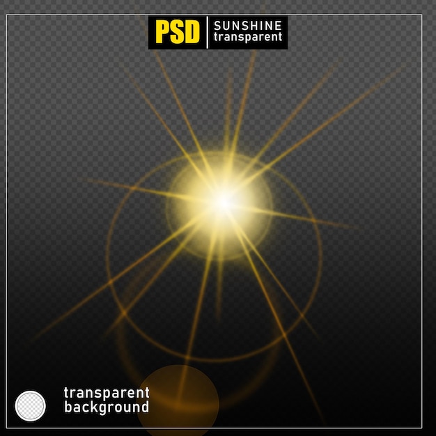 Psd zonlichteffect op transparante achtergrond