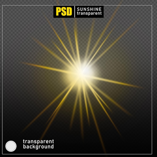 Psd zonlichteffect op transparante achtergrond
