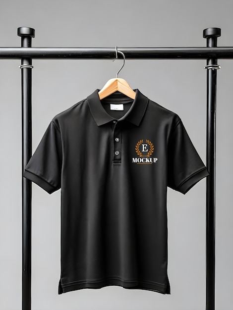 Psd zwart bewerkbaar polo t shirt mockup