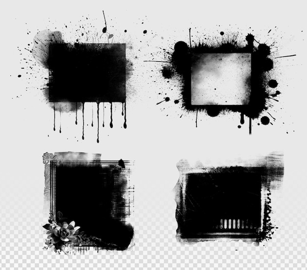 PSD psd zwarte spatten grunge brush transparante achtergrond