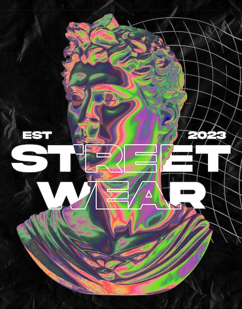 PSD effetto psichedelico streetwear poster urbano