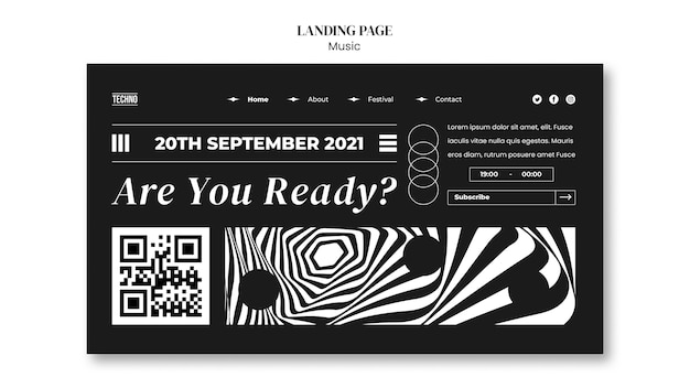 Psychedelic party landing page template